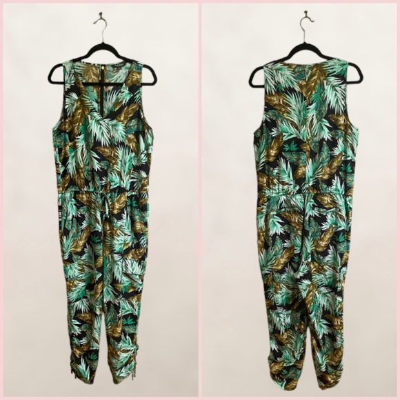 Lauren Ralph Lauren Palm Fronds Tropical Print Jumpsuit, Size 14 - Picture 3 of 16